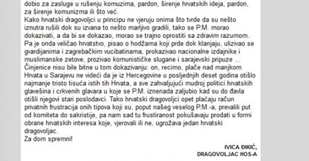 Džakula nudi "dokaze": Da je Đikić kao klinac bio u HOS-u dokazuje posprdno pismo novinaru Petru Milošu
