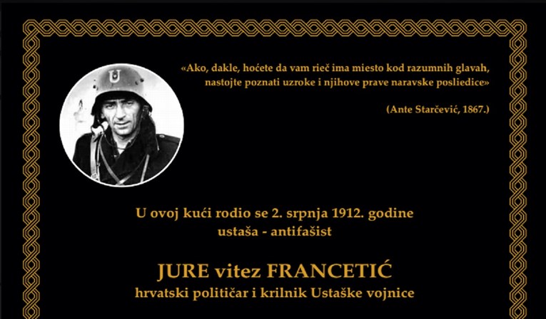 SPOMEN PLOČA USTAŠKOM ZLOČINCU Javio se i Francetićev nećak