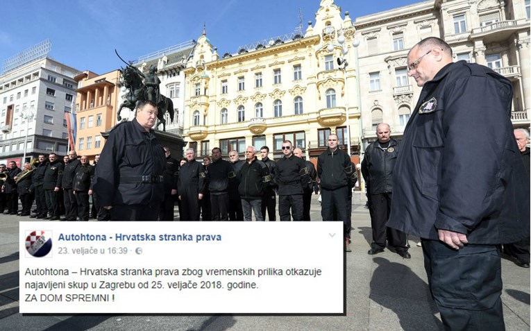 Proustaški A-HSP organizirao fašistički skup u centru Zagreba pa ga odgodio jer im je - bilo hladno