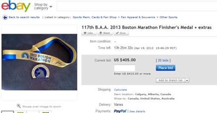 Na eBayu se prodaju medalje s maratona u Bostonu: Proizvođač tvrdi da su ukradene, krađa nije prijavljena