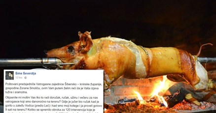 Vatrogasac odgovorio šefu oko prasetine: "Ručkove nam dijelite kad dolaze ministri"