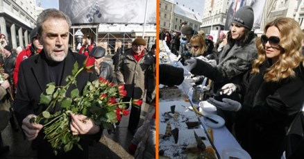 Bandić povodom Valentinova dijelio ruže i krafne, Vlatka Pokos na Trgu rezala tortu