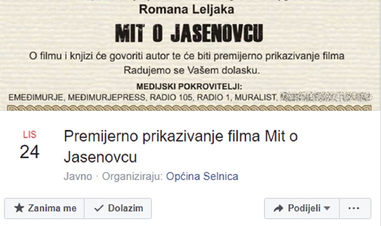Čakovec se ogradio od prikazivanja revizionističkog filma o Jasenovcu