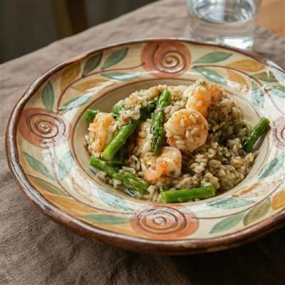 Rižot s kvarnerskim škampima i šparogama