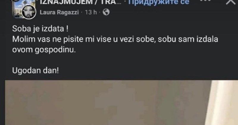U FB grupi je objavila da je rentala sobu i da više nije dostupna, urnebesni post nasmijao je tisuće