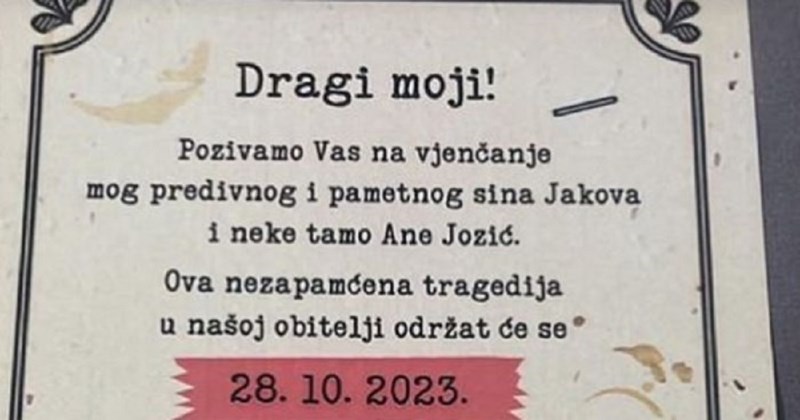 Bizarna pozivnica za vjenčanje širi se Hrvatskom, odmah ćete vidjeti zašto je toliki hit