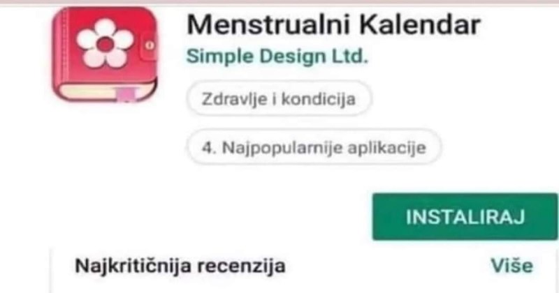 Netko je napisao urnebesnu recenziju na aplikaciju za praćenje ciklusa, fotka je apsolutni hit