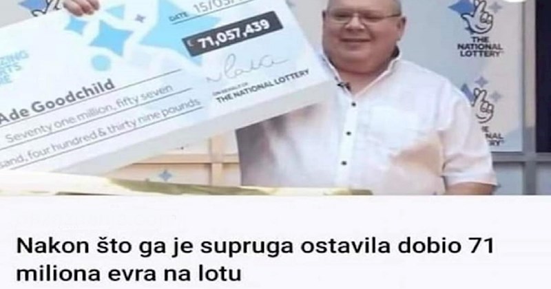 Tipa ostavila žena pa dobio milijun na Lotu, komentar drugog muškarca ukrao je cijelu pozornost