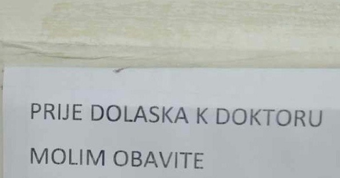 Obavijest fotkana u jednoj ordinaciji u Dalmaciji širi se Fejsom, mnoge će zgroziti
