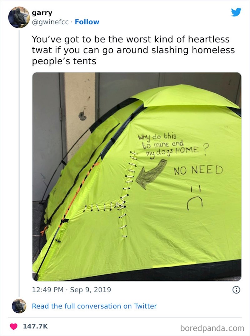 Netko je nožem potrgao šator beskućnika