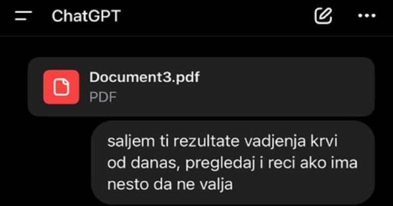 Tip je pitao Chat GPT da mu analizira nalaz krvne slike, urnebesni odgovor sada je hit u regiji