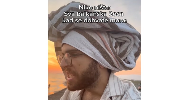 Komični skeč prikazuje svako, ali baš svako balkansko dijete kad se dočepa mora. Totalno je pogođen