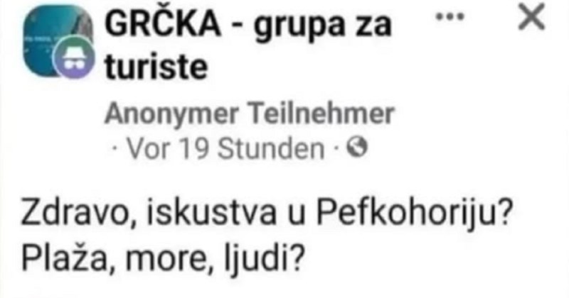 Tražio je savjet i iskustva ljudi koji ljetuju u Grčkoj, jedan komentar nasmijao je čitavu regiju