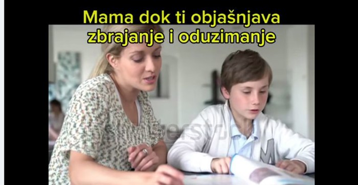 Fora prikazuje razliku kad mama objašnjava matematiku i kad to rade tate, totalno je pogođena