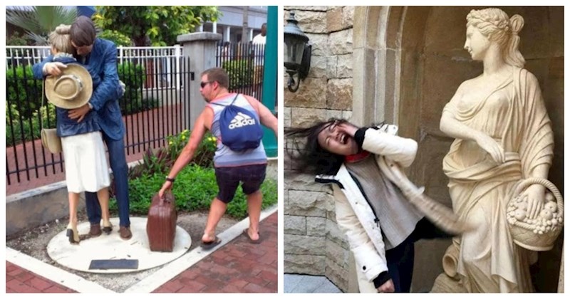 20 ljudi s genijalnim smislom za humor podiglo je poziranje kraj kipova na najurnebesniju razinu