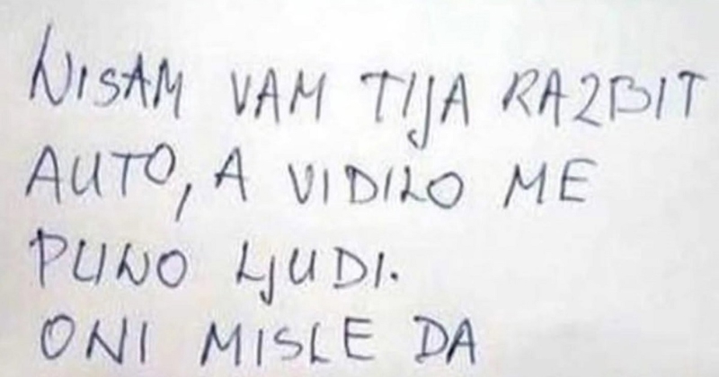 Poruka ostavljena na razbijenom autu širi se Fejsom, vlasnika će definitivno dvostruko razbjesniti