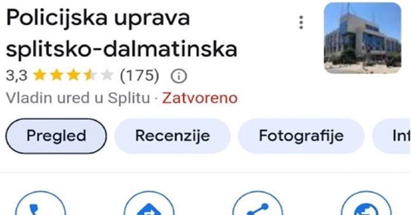 Tip je ostavio recenziju Policijskoj upravi splitsko-dalmatinskoj, fotka je obišla regiju