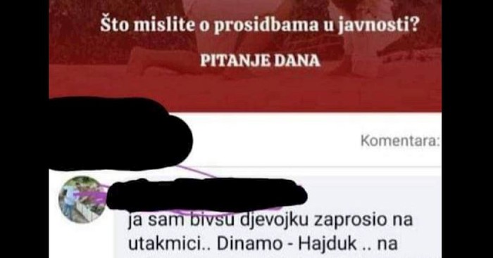 Na Fejsu se raspravljalo o prosidbama u javnosti. Urnebesni komentar definitivno je odnio pobjedu