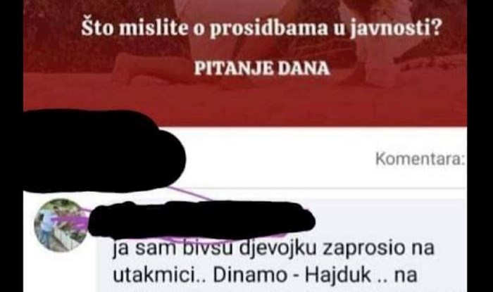 Na Fejsu se raspravljalo o prosidbama u javnosti. Urnebesni komentar definitivno je odnio pobjedu