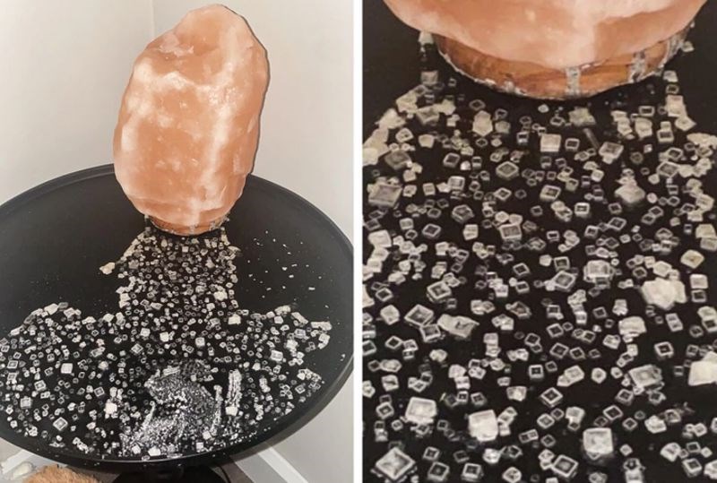 6. “Moja solna lampa je procurila i formirala četvrtaste kristale.”