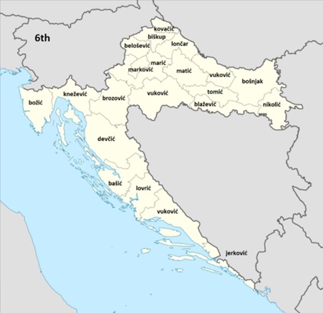 Šesto najčešće prezime