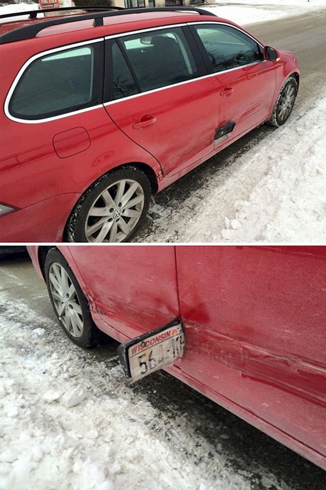 Netko mu je udario auto i pobjegao. Nije znao da je ostavio tablicu za sobom...