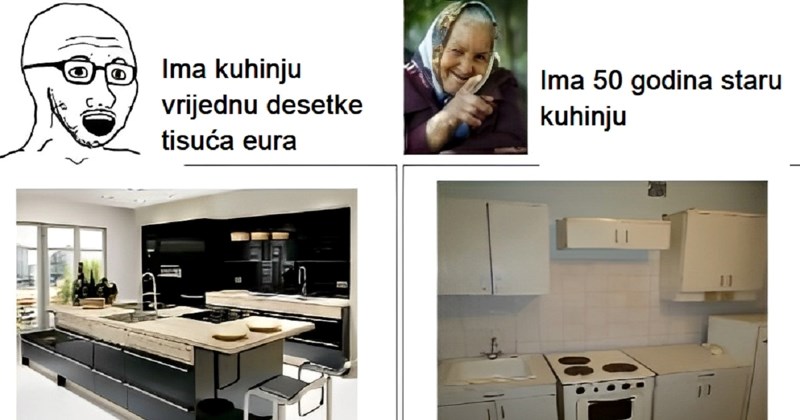 Fora o razlici između modernih, fancy kuhinja i kuhinja prosječe bake hit je na FB-u, genijalna je!