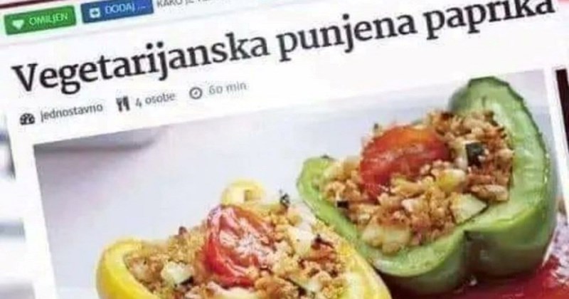 Komentar na vegetarijansku verziju punjenih paprika izazvao je salve smijeha u regiji, hit je!