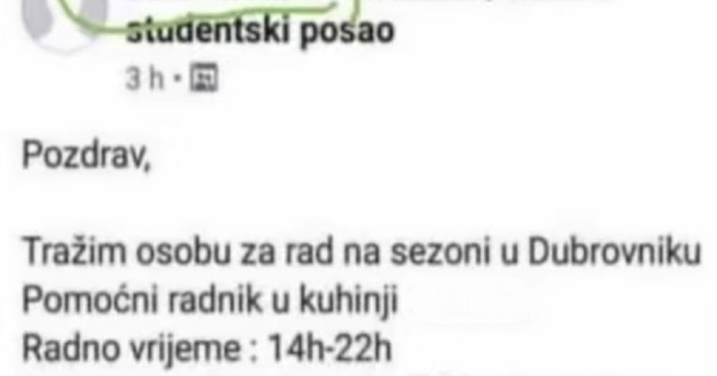 Oglas za posao u kuhinji u Dubrovniku izazvao je salve smijeha, za sve je kriv urnebesni komentar