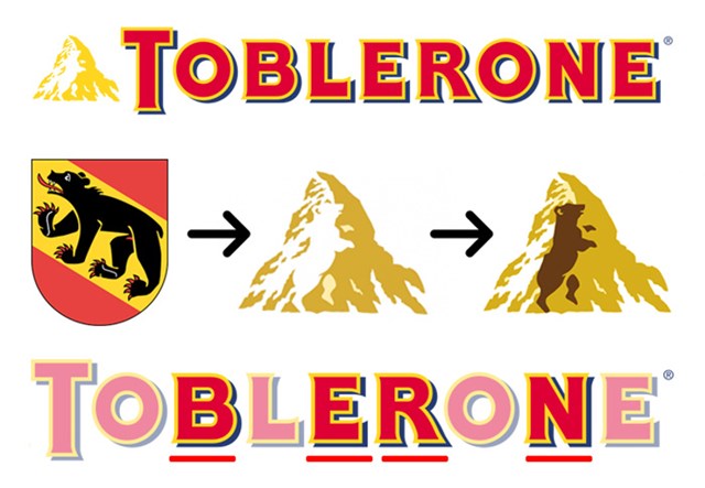 Čokolade "Toblerone" dolaze iz Švicarske i doista se ističu ne samo Bernom (gradom u kojem se proizvodi Toblerone) u nazivu, već i siluetom medvjeda smještenom unutar planine.