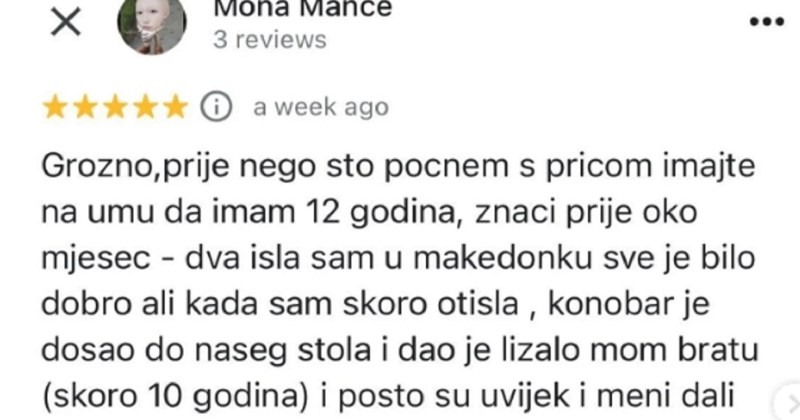 Recenzija 12-godišnjakinje o usluzi u restoranu nasmijala je IG, morate vidjeti što je iživciralo