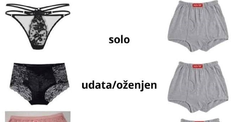 Fora o muškom i ženskom donjem rublju u skladu s bračnim statusom nasmijala je mreže, hit je!