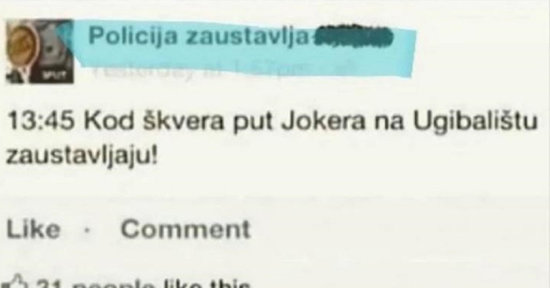 Na Fejsu su dojavili gdje policija zaustavlja aute, policija im komentirala objavu i nasmijala sve