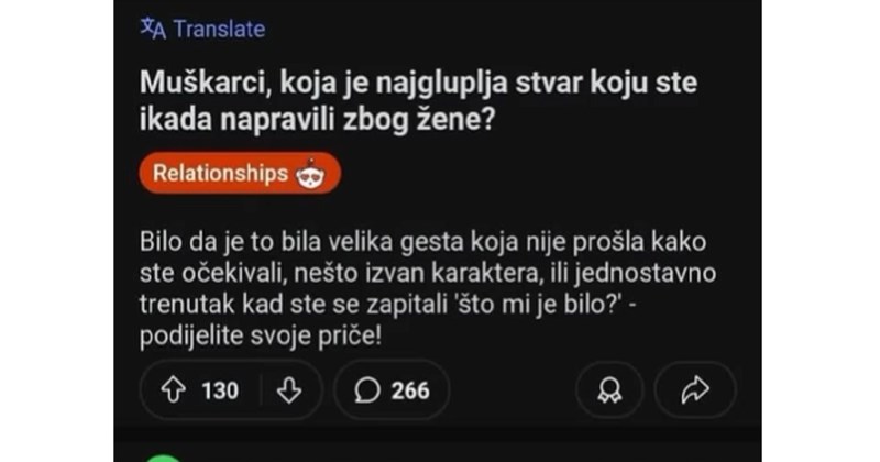 Ekipa na Redditu piše najgluplje stvari koje su napravili zbog žena, ova priča je totalni pobjednik!