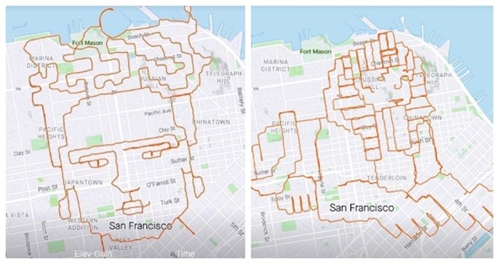 Umjetnik koristi San Francisco kao svoje platno- rute kojima trči pretvara u prava umjetnička djela