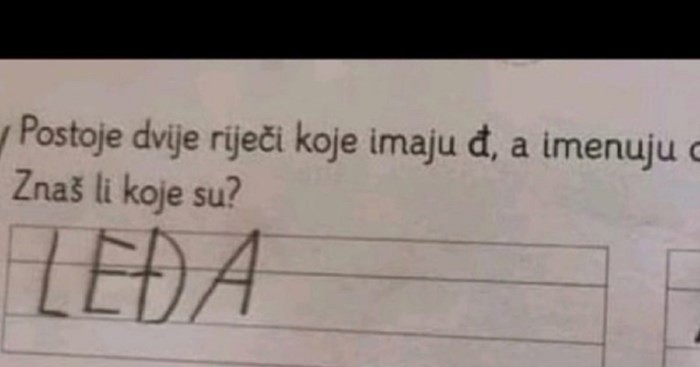 Učenici su trebali napisati dijelove tijela koji sadrže "đ" u nazivu, jedan odgovor je apsolutni hit