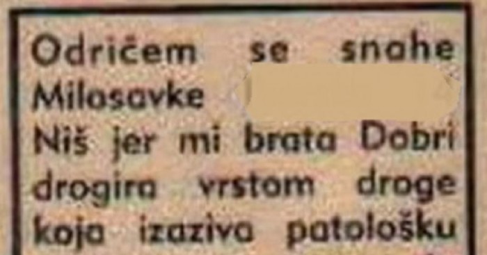 Žena iz Niša odrekla se snahe preko novina, svaka riječ je luđa od prethodne