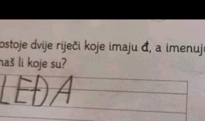Učenici su trebali napisati dijelove tijela koji sadrže "đ" u nazivu, jedan odgovor je apsolutni hit