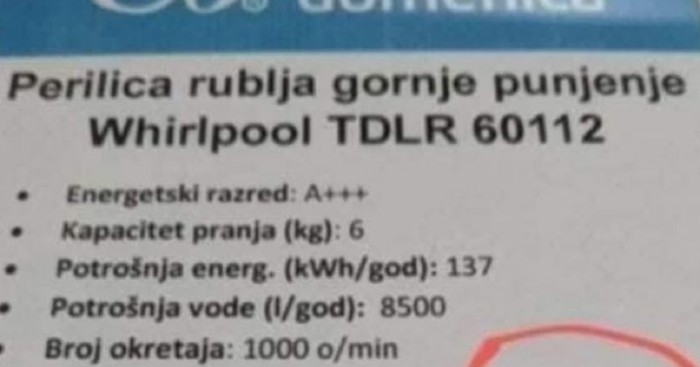 U opisu perilice rublja potkrala se neobična greška i odmah postala hit na mrežama, urnebesna je!