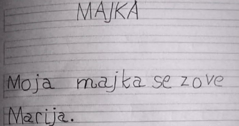 Dijete u sastavu na temu "Majka" otkrilo malo previše, plakat ćete od smijeha na ovaj domaći uradak