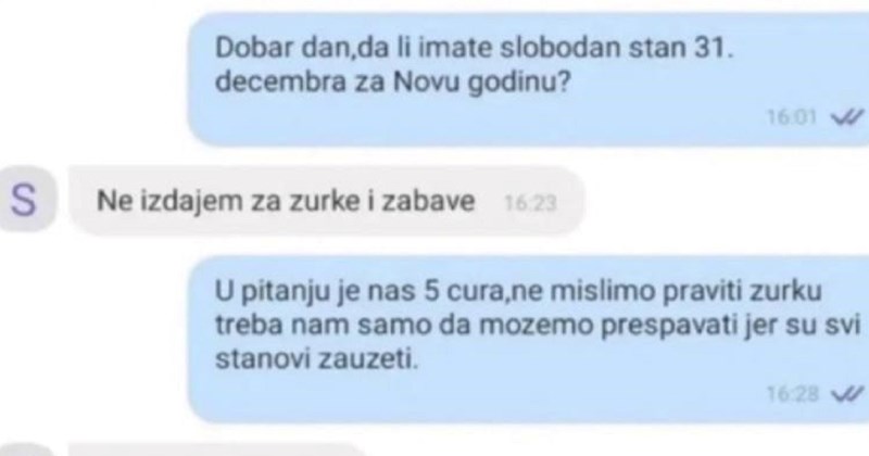 Cure su tražile stan za doček Nove godine, sad se cijela regija smije zbog odgovora iznajmljivača