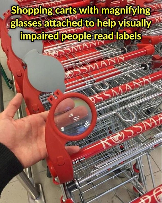 Kolica za shopping s povećalom za čitanje oznaka proizvoda