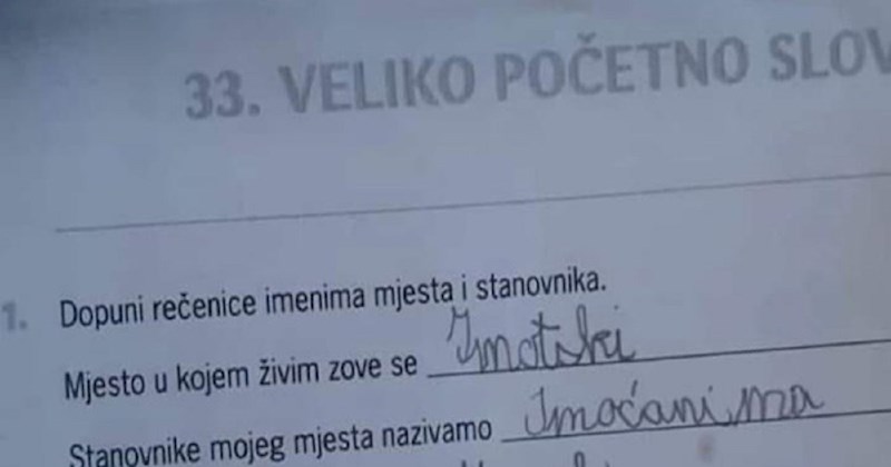 Učenik iz Imotskog je u vježbi iz velikog početnog slova napisao nešto urnebesno, ovo je hit