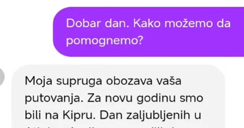 Tip je imao neobičnu molbu za putničku agenciju, dopisivanje se širi Fejsom brzinom munje