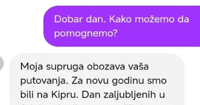 Tip je imao neobičnu molbu za putničku agenciju, dopisivanje se širi Fejsom brzinom munje