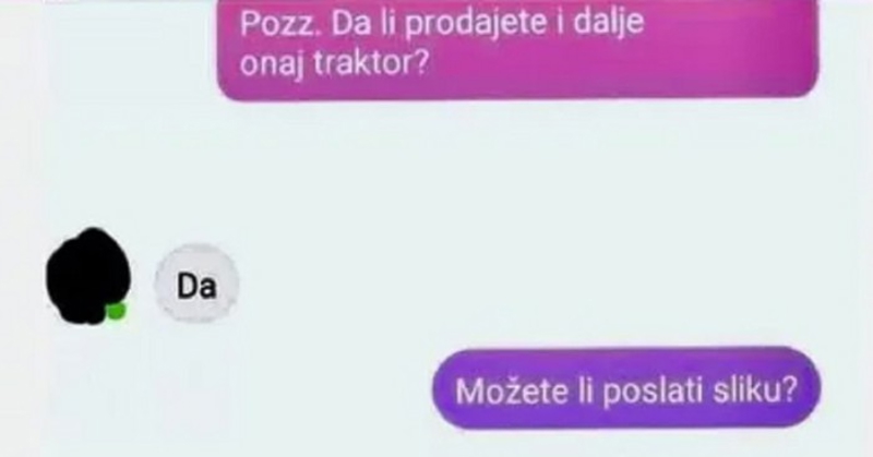 Kupac se interesirao za traktor iz oglasa, dopisivanje s prodavačem nasmijalo je tisuće