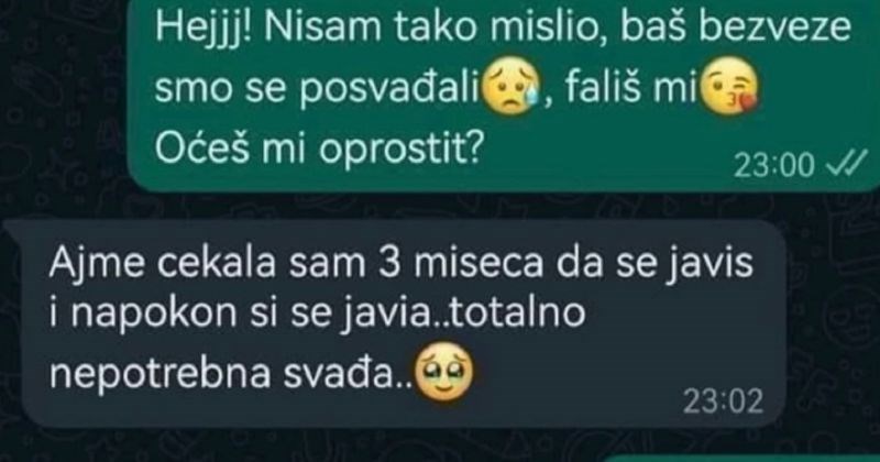 Tip joj se javio nakon 3 mjeseca da se pomire, nastavak dopisivanja će vam preokrenuti želudac