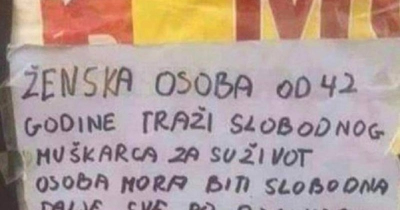 Oglas u kojem žena traži partnera obišao je Hrvatsku zbog više urnebesnih detalja, fotka je hit!