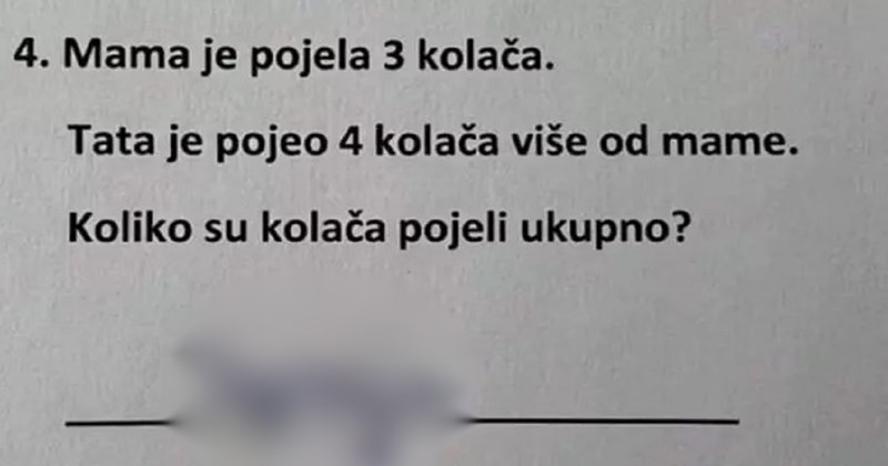 Dijete se nije dalo zbuniti na ovaj zadatak iz matematike, odgovor je nasmijao cijelu Hrvatsku