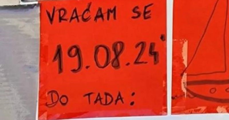 Tip je otišao na odmor u Muć i ostavio obavijest klijentima, morate vidjeti ovaj urnebes